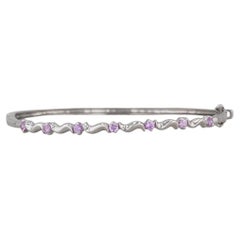0.50ctw Pink Sapphire Bangle Bracelet 14k White Gold 6.75"