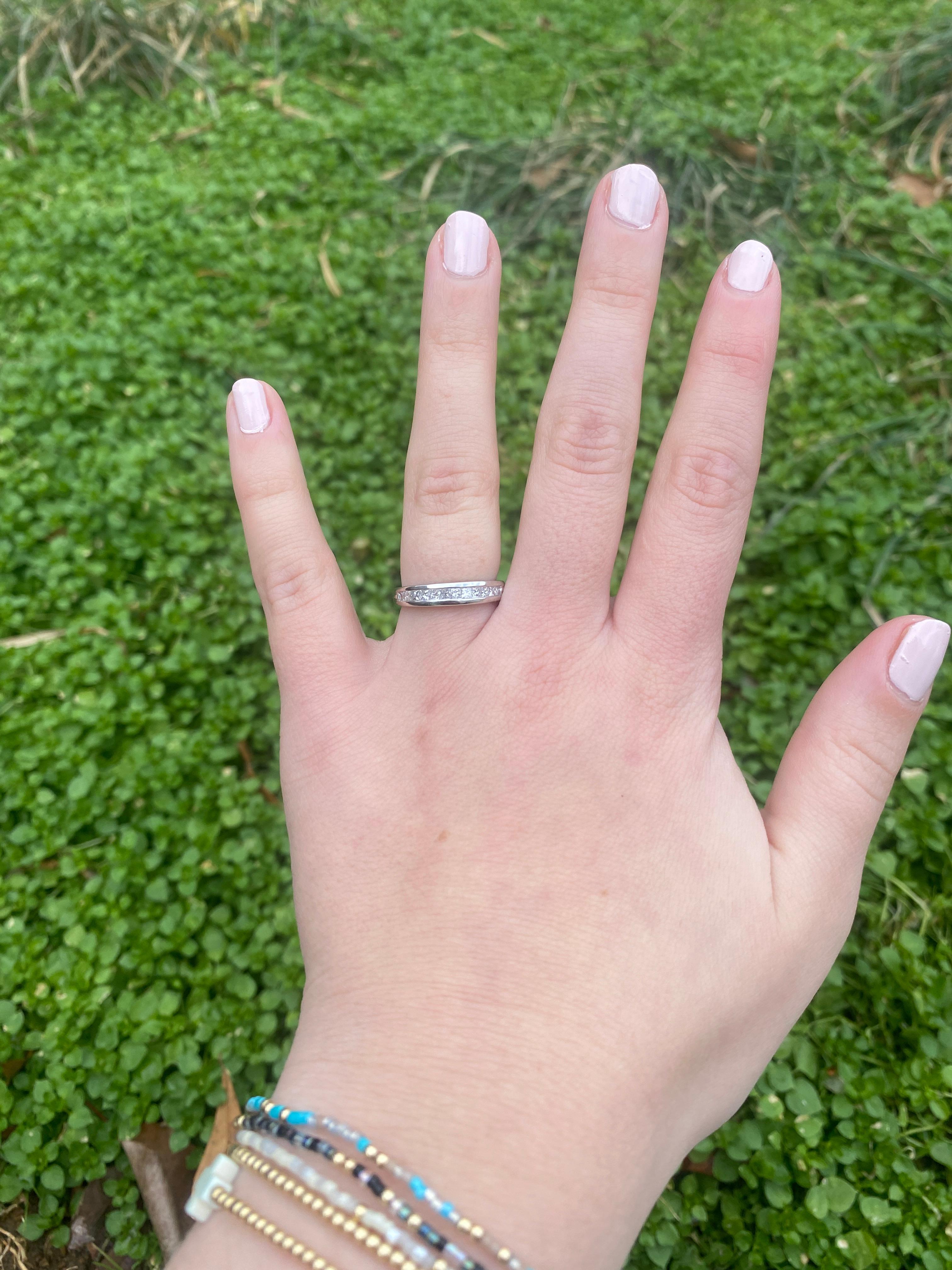 0.50ctw Princess Diamond Channel Set Wedding Band, Platinum, Ring Size 6.25 For Sale 2