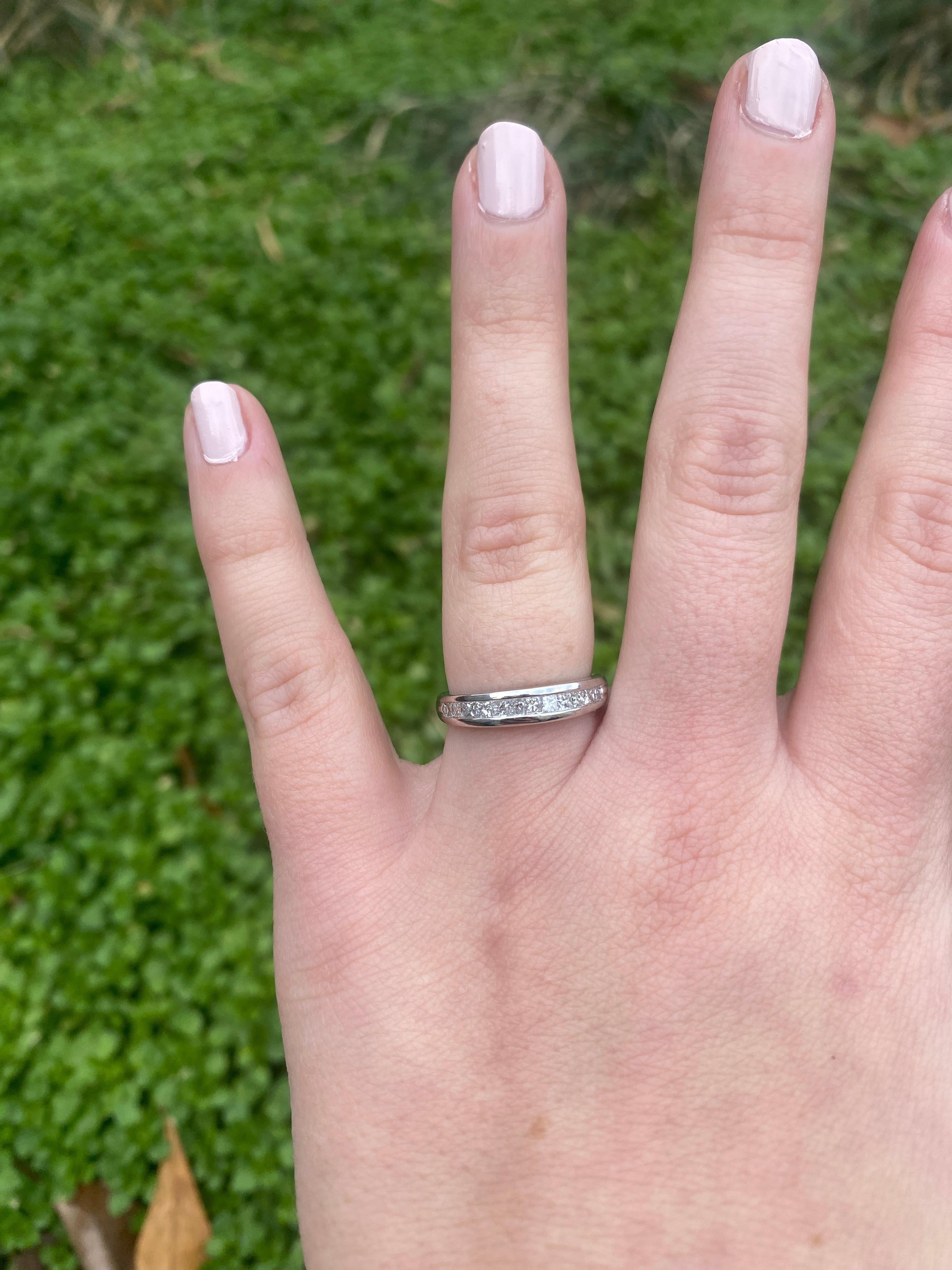 0.50ctw Princess Diamond Channel Set Wedding Band, Platinum, Ring Size 6.25 For Sale 3