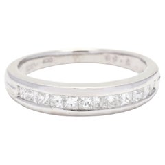 0.50ctw Princess Diamond Channel Set Wedding Band, Platinum, Ring Size 6.25