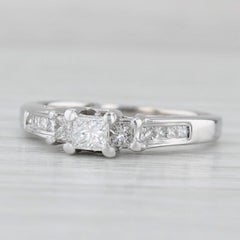 0.50ctw Anillo de Compromiso Diamante Princesa Oro Blanco 14k Talla 5.75