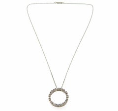 0.50ctw Round and Baguette Diamond Open Circle Pendant Necklace