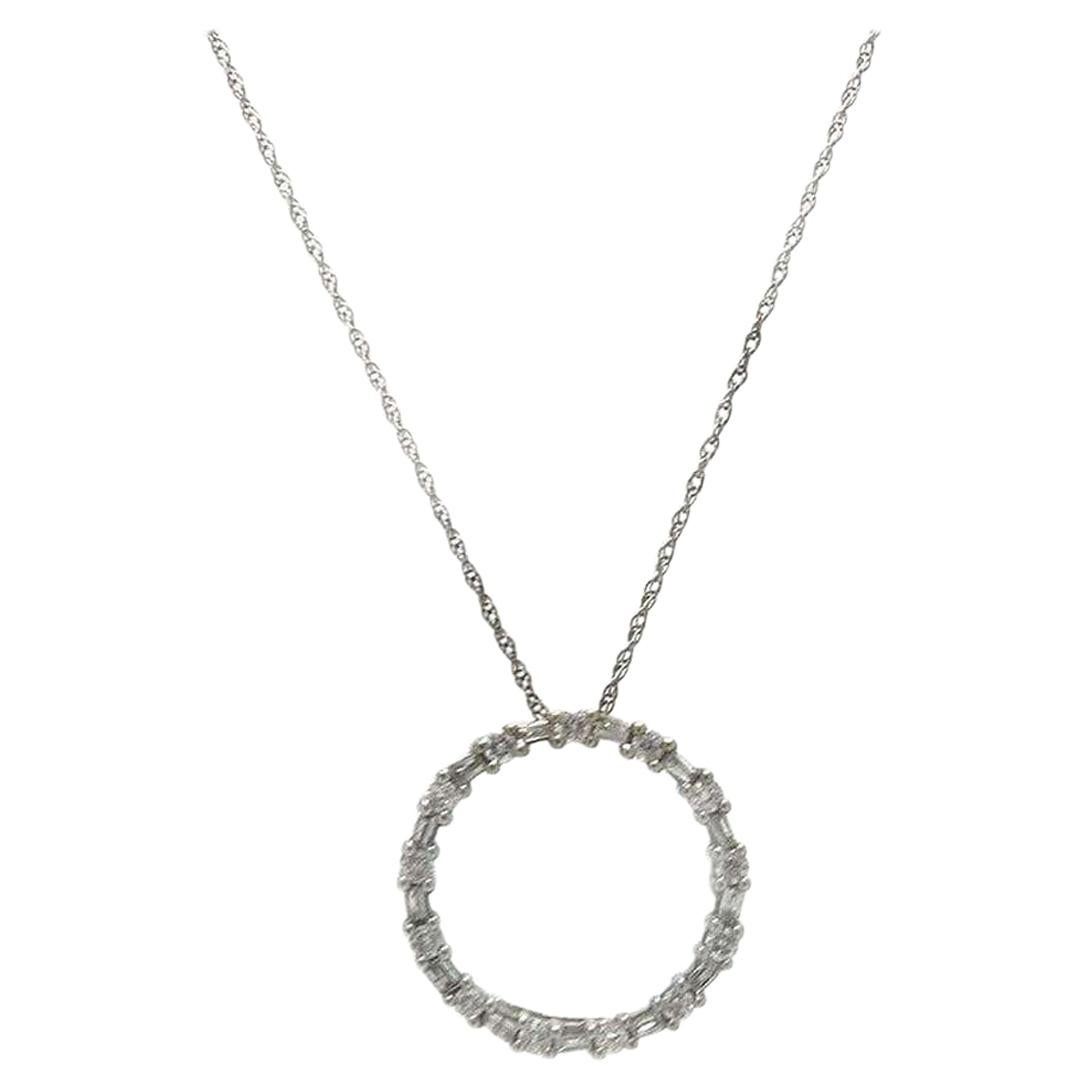 10K White Gold 0.12ctw Round Diamond Ladies Cluster Necklace 