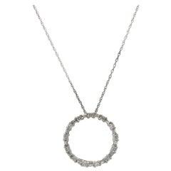 0.50ctw Round and Baguette Diamond Open Circle Pendant Necklace