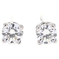 0.50ctw Round Brilliant Diamond Stud Earrings, Platinum