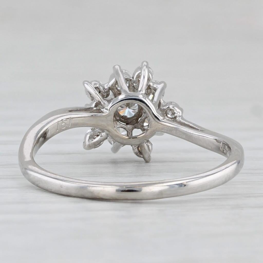 Anello a grappolo con diamanti rotondi da 0,50 ct. in oro bianco 14k, misura 8,5, fidanzamento in vendita 1