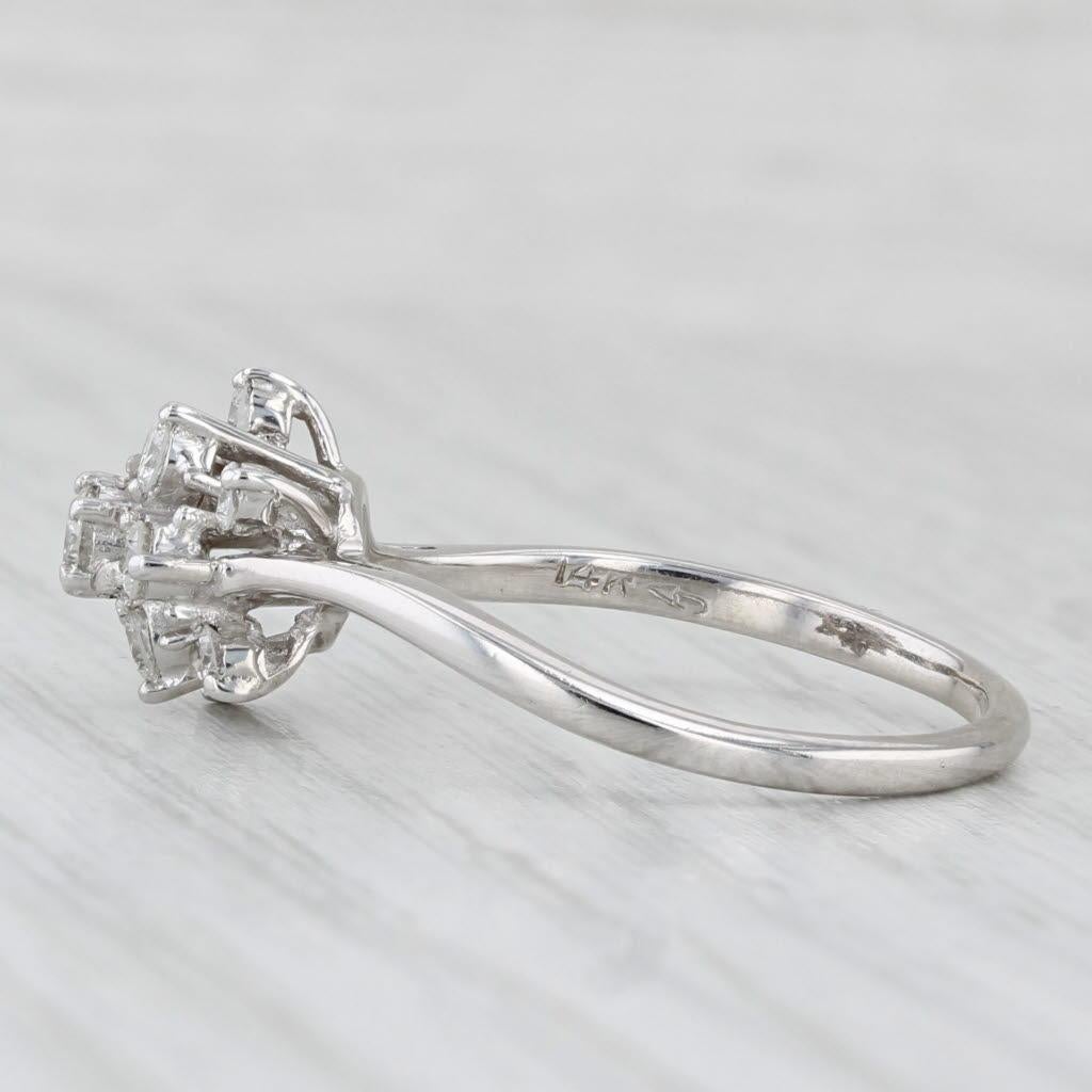 Anello a grappolo con diamanti rotondi da 0,50 ct. in oro bianco 14k, misura 8,5, fidanzamento in vendita 2