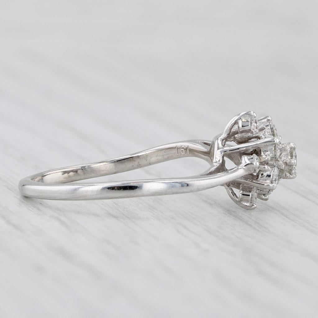 Anello a grappolo con diamanti rotondi da 0,50 ct. in oro bianco 14k, misura 8,5, fidanzamento in vendita 4