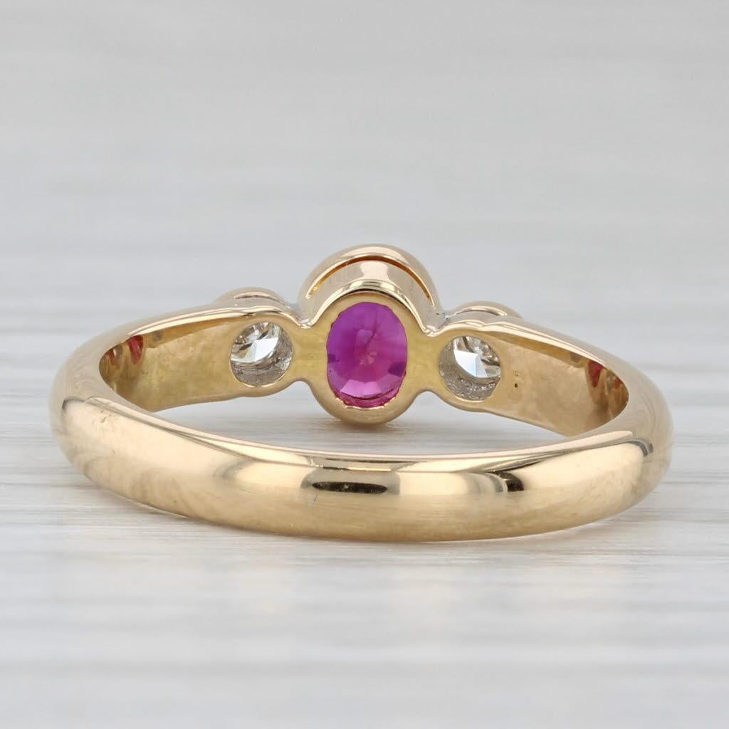 0.50ctw Anillo Diamante Rubí Oro Amarillo 18k Talla 6 en Bueno estado para la venta en McLeansville, NC