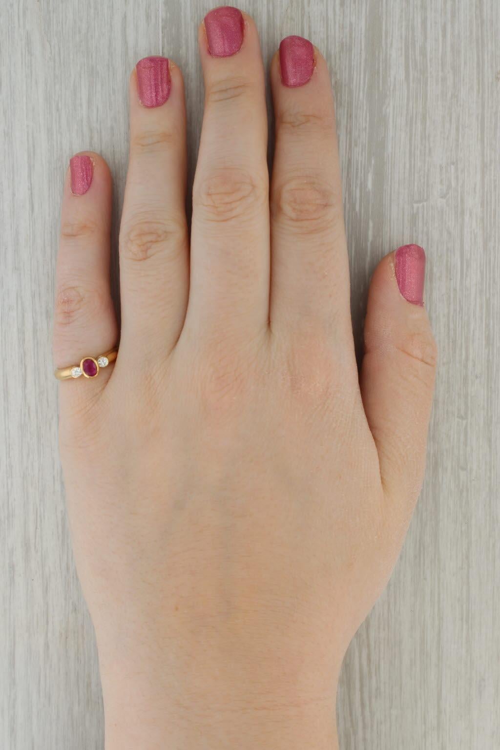 0.50ctw Anillo Diamante Rubí Oro Amarillo 18k Talla 6 en venta 1