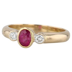 0,50 Karat Rubin-Diamant-Ring 18k Gelbgold Größe 6