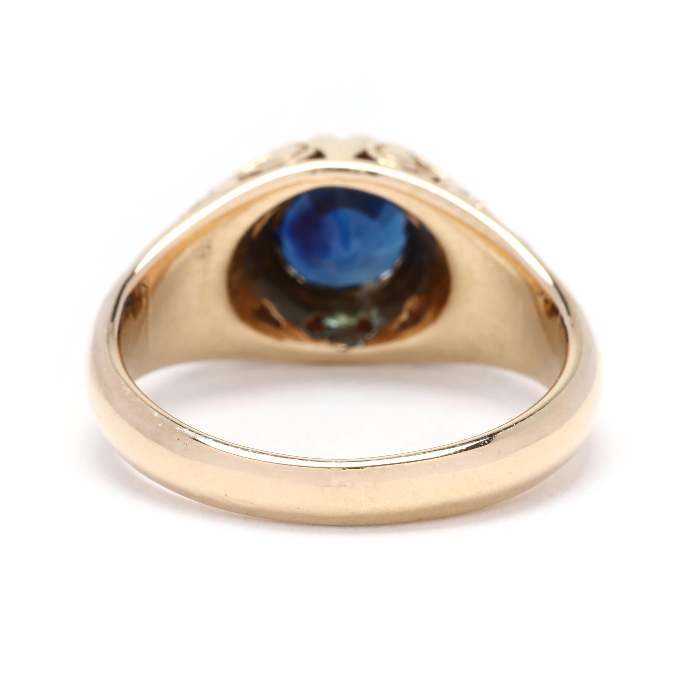 Round Cut 0.50ctw Sapphire Swirl Ring, 14k Yellow Gold, Ring Size 4.75, Antique Ring For Sale