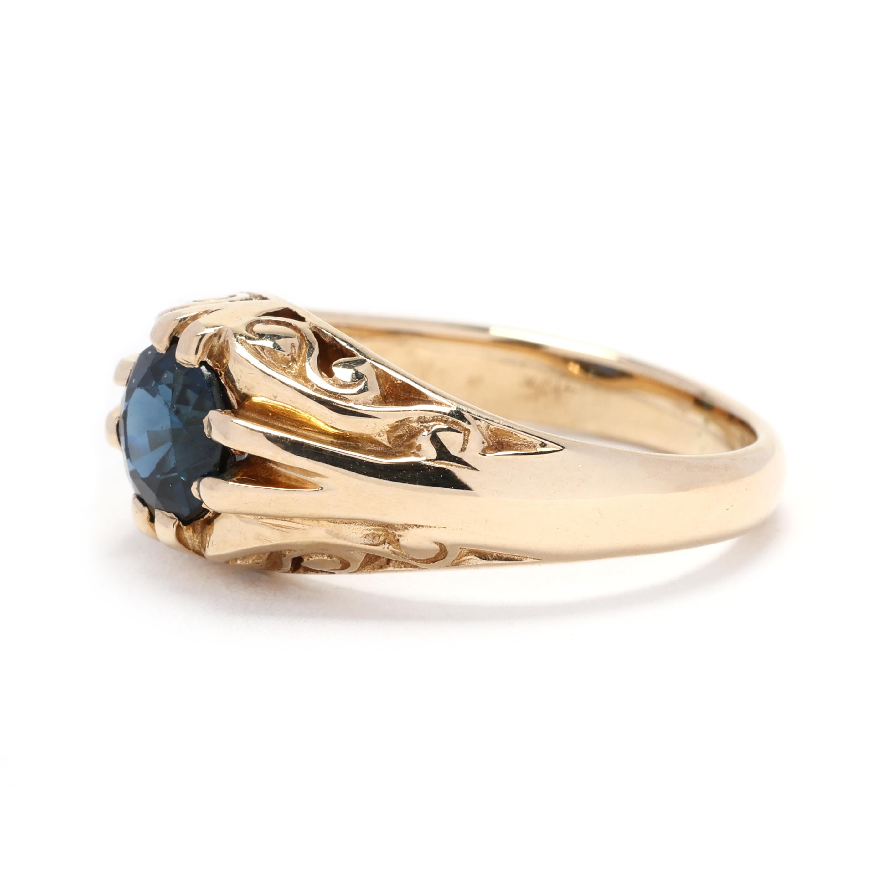 0.50ctw Sapphire Swirl Ring, 14k Yellow Gold, Ring Size 4.75, Antique Ring In Good Condition For Sale In McLeansville, NC