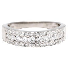 0.50ctw Three Row Diamond Band Ring, 14k White Gold, Ring Size 6