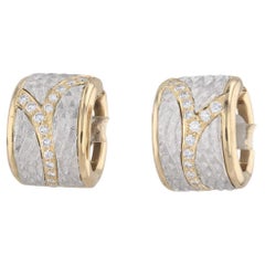 0.50ctw VS2 Diamond Clip Cufflinks 18k Gold Platinum Engraved Vintage Cuff Links