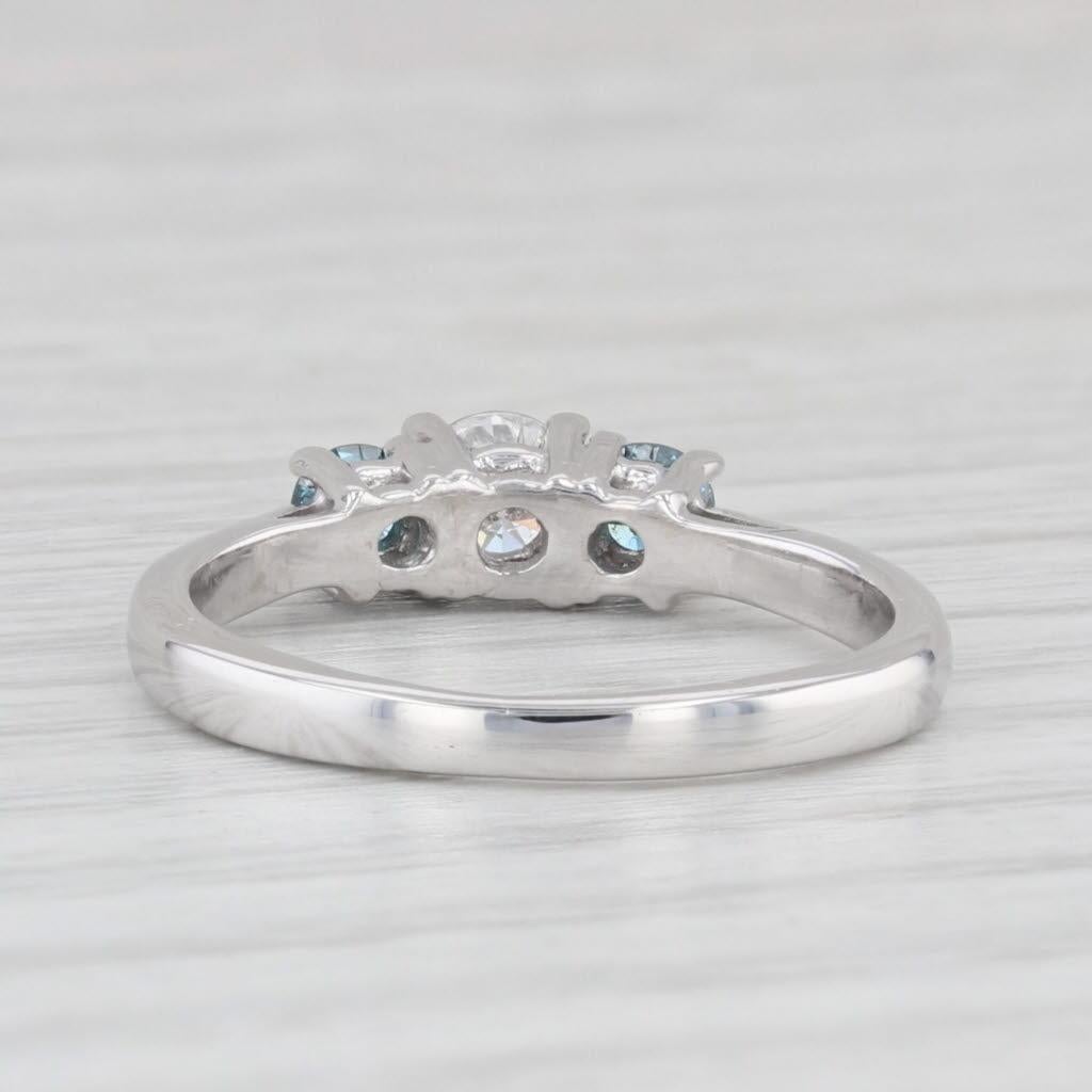 0.50ctw White Blue Diamond 3-Stone Ring 14k White Gold Size 6 Engagement 1