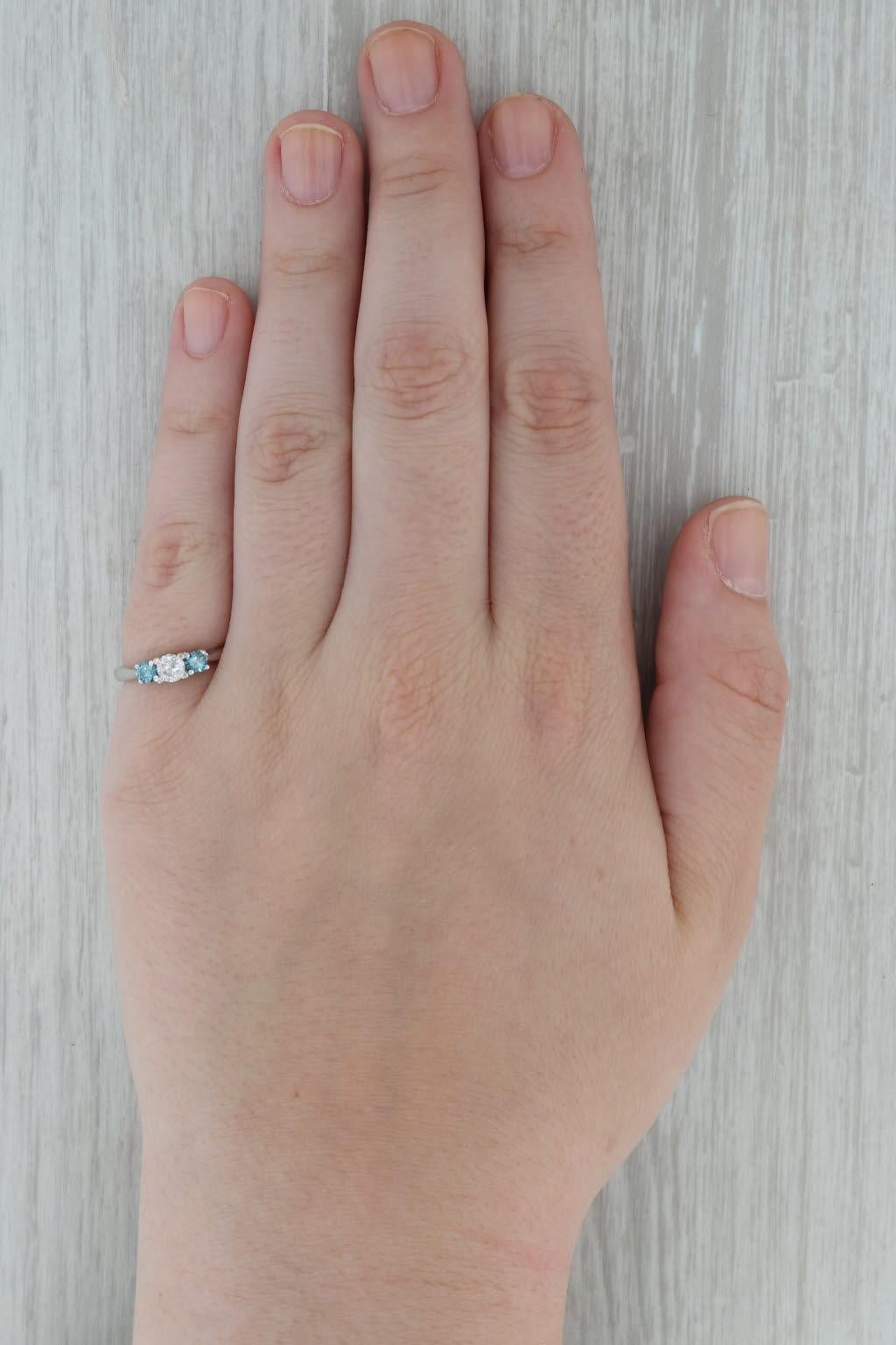 0.50ctw White Blue Diamond 3-Stone Ring 14k White Gold Size 6 Engagement 3