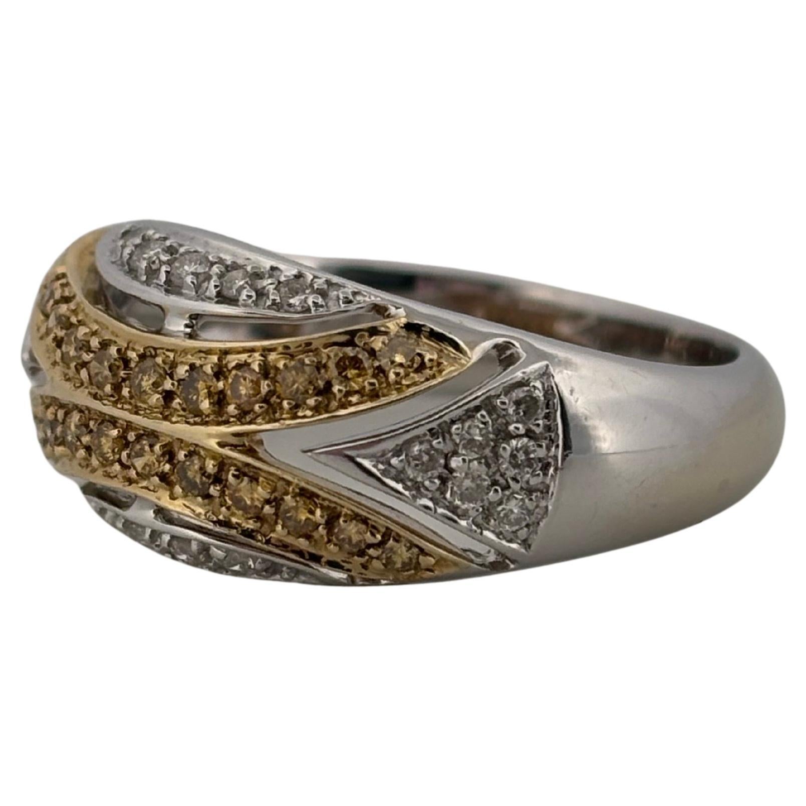 0.50ctw White & Yellow Natural Diamond 14K Gold Two Tone Ring In Good Condition For Sale In Sewickley, PA