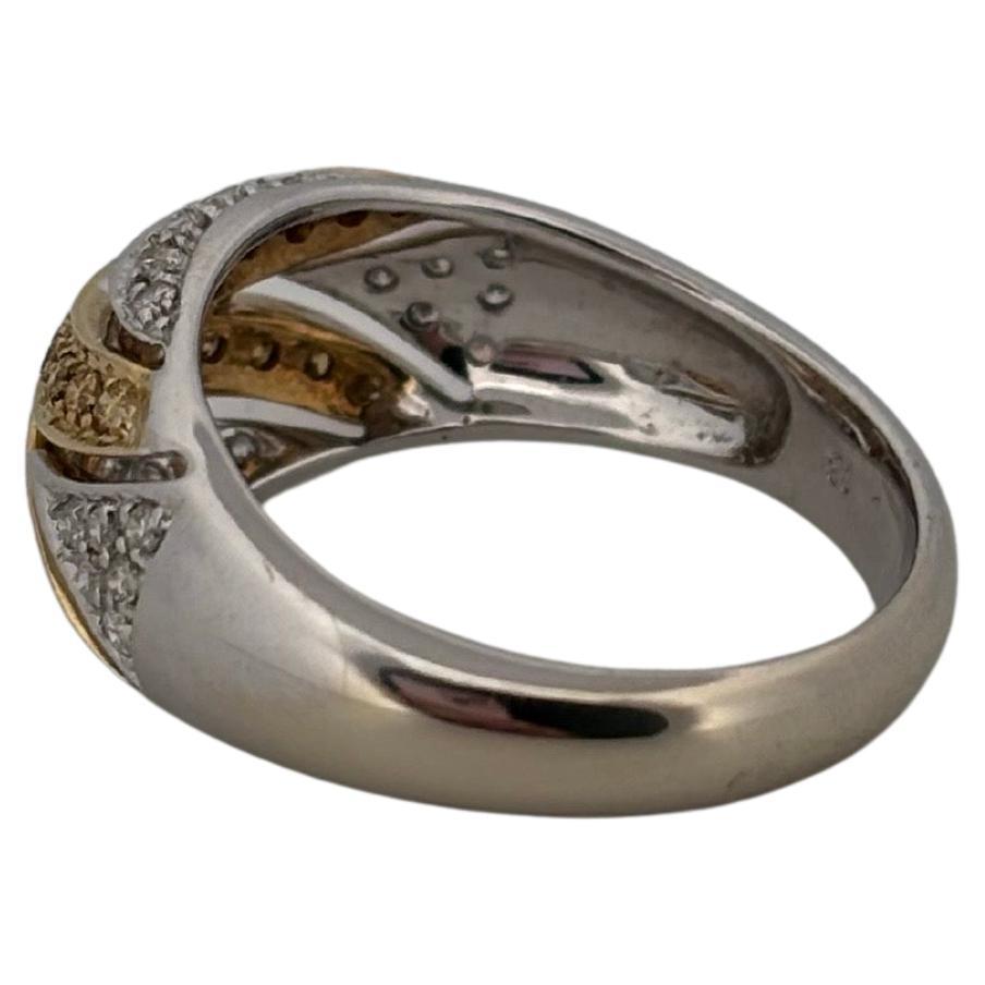 0.50ctw White & Yellow Natural Diamond 14K Gold Two Tone Ring For Sale 1