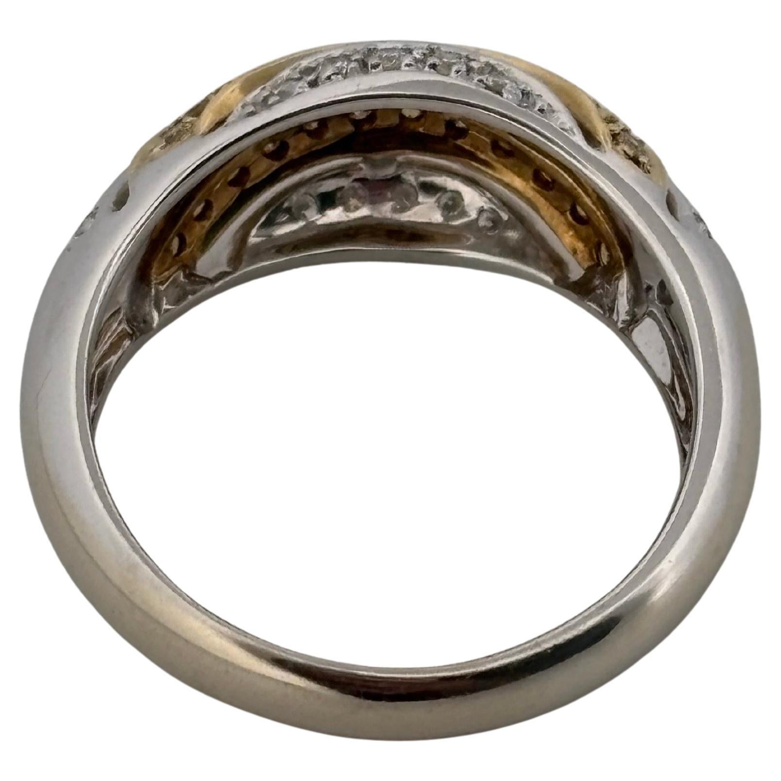 0.50ctw White & Yellow Natural Diamond 14K Gold Two Tone Ring For Sale 2
