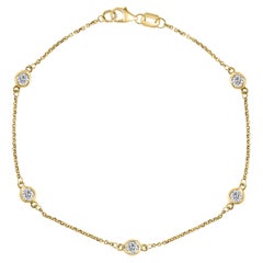 0.51 Carat Brilliant Cut Diamond by the Yard Bracelet in 14K Yellow Gold