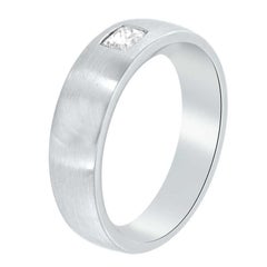 0.51 Carat Cushion 18K White Gold Men's Diamond Ring