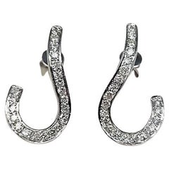 0.51 Carat Diamond 18 Karat White Gold Swirl Earrings