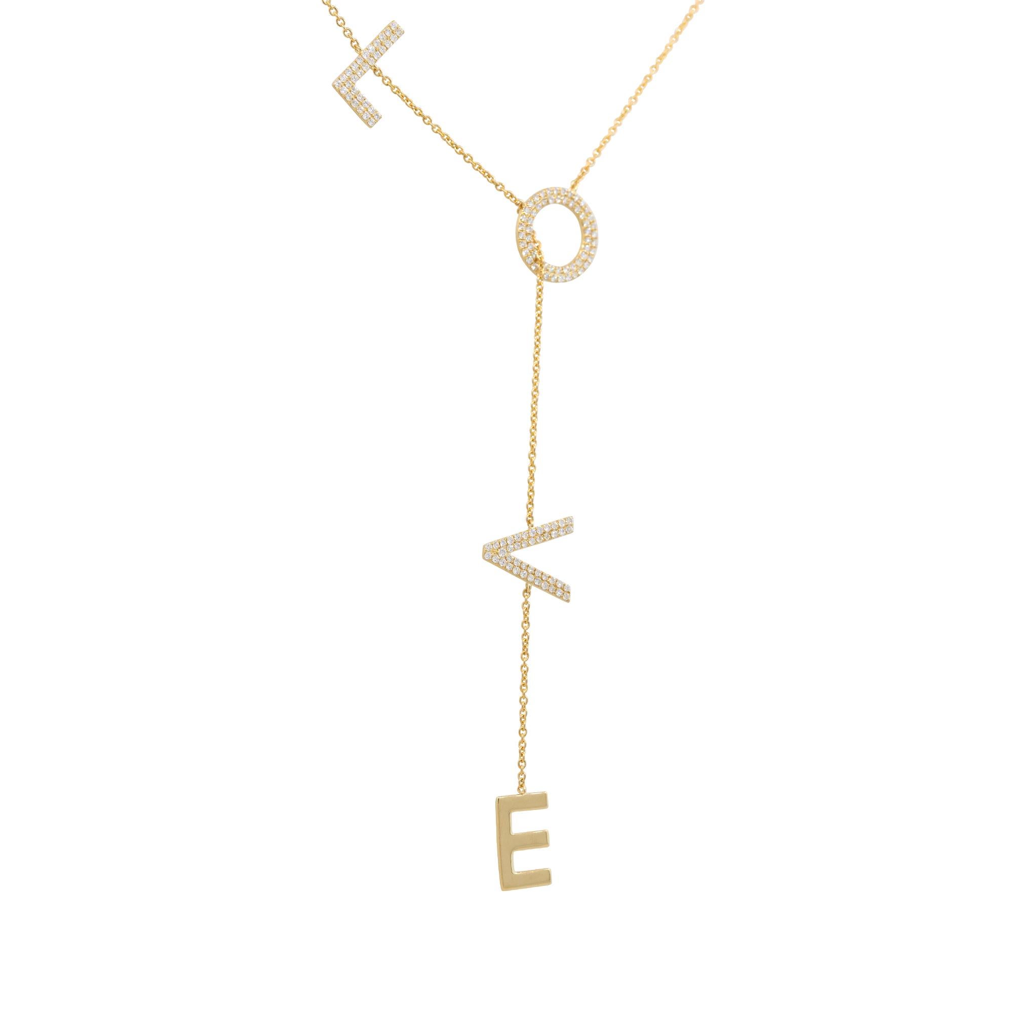 Collier pendentif LOVE en or 18 carats avec diamants 0,51 carat, en stock Pour femmes en vente