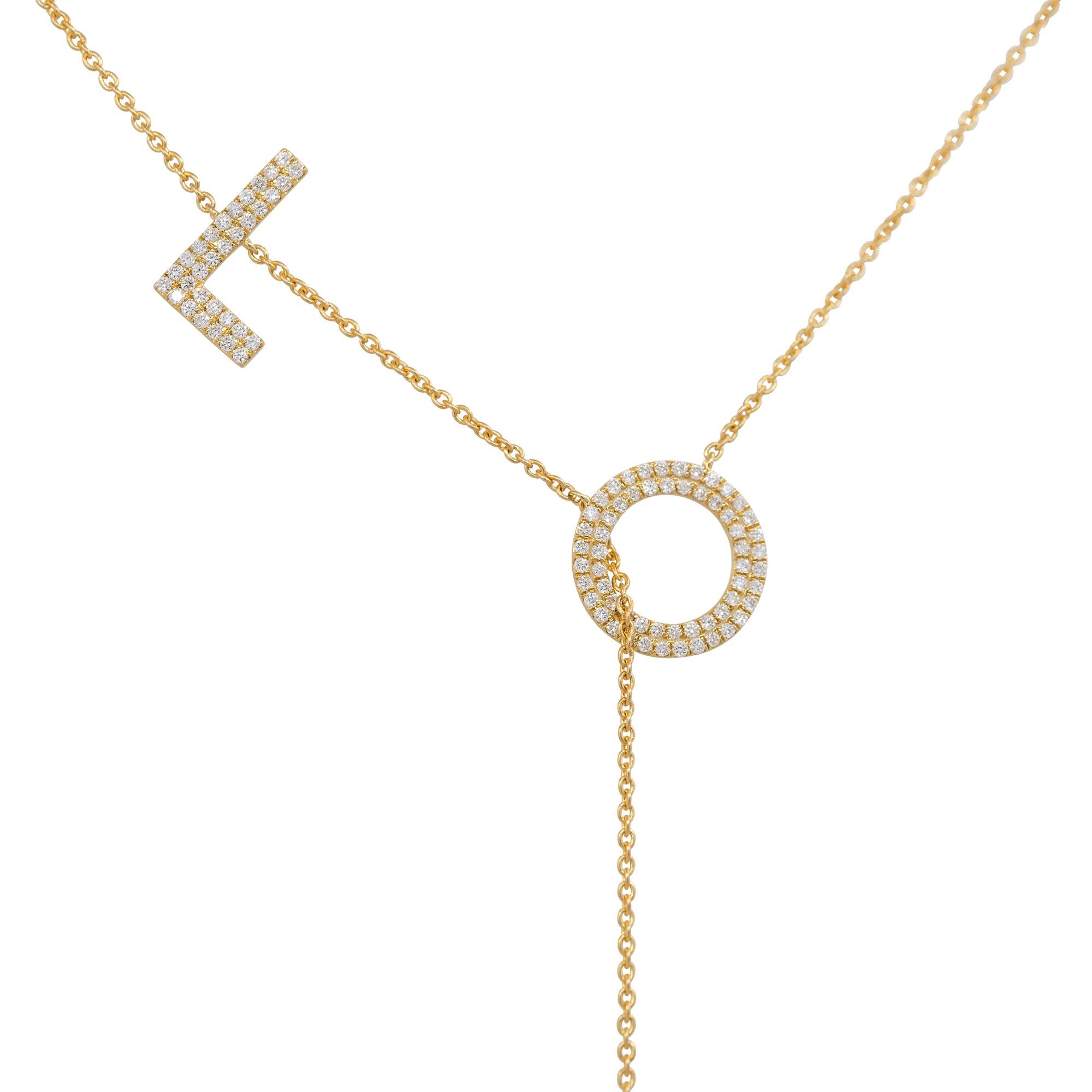 0.51 Carat Diamond LOVE Dangle Drop Necklace 18 Karat In Stock For Sale 1