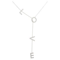 0.51 Carat Diamond LOVE Dangle Drop Necklace 18 Karat In Stock