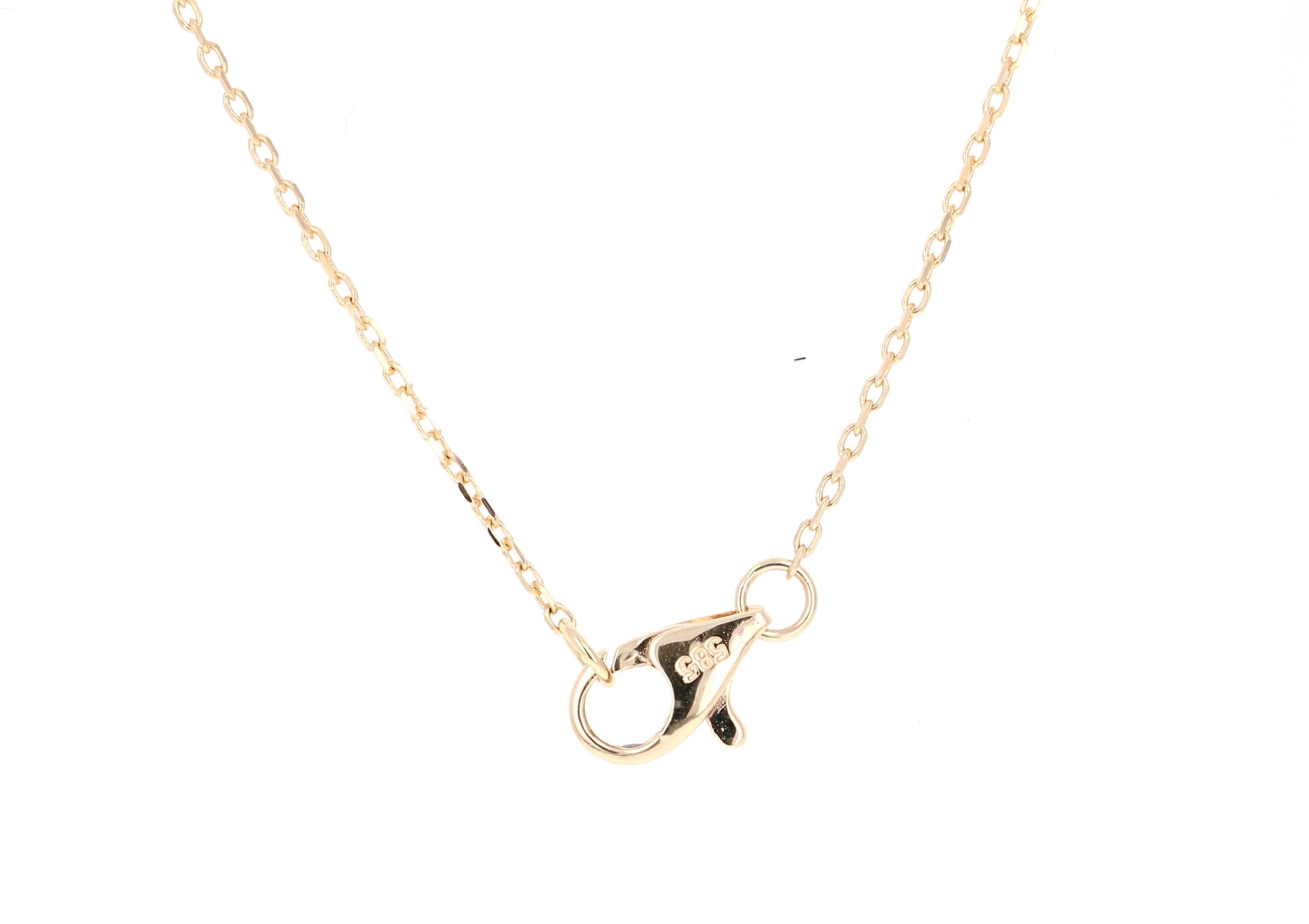 Contemporary 0.51 Carat Diamond Pendant with Chain Necklace 14 Karat Yellow Gold