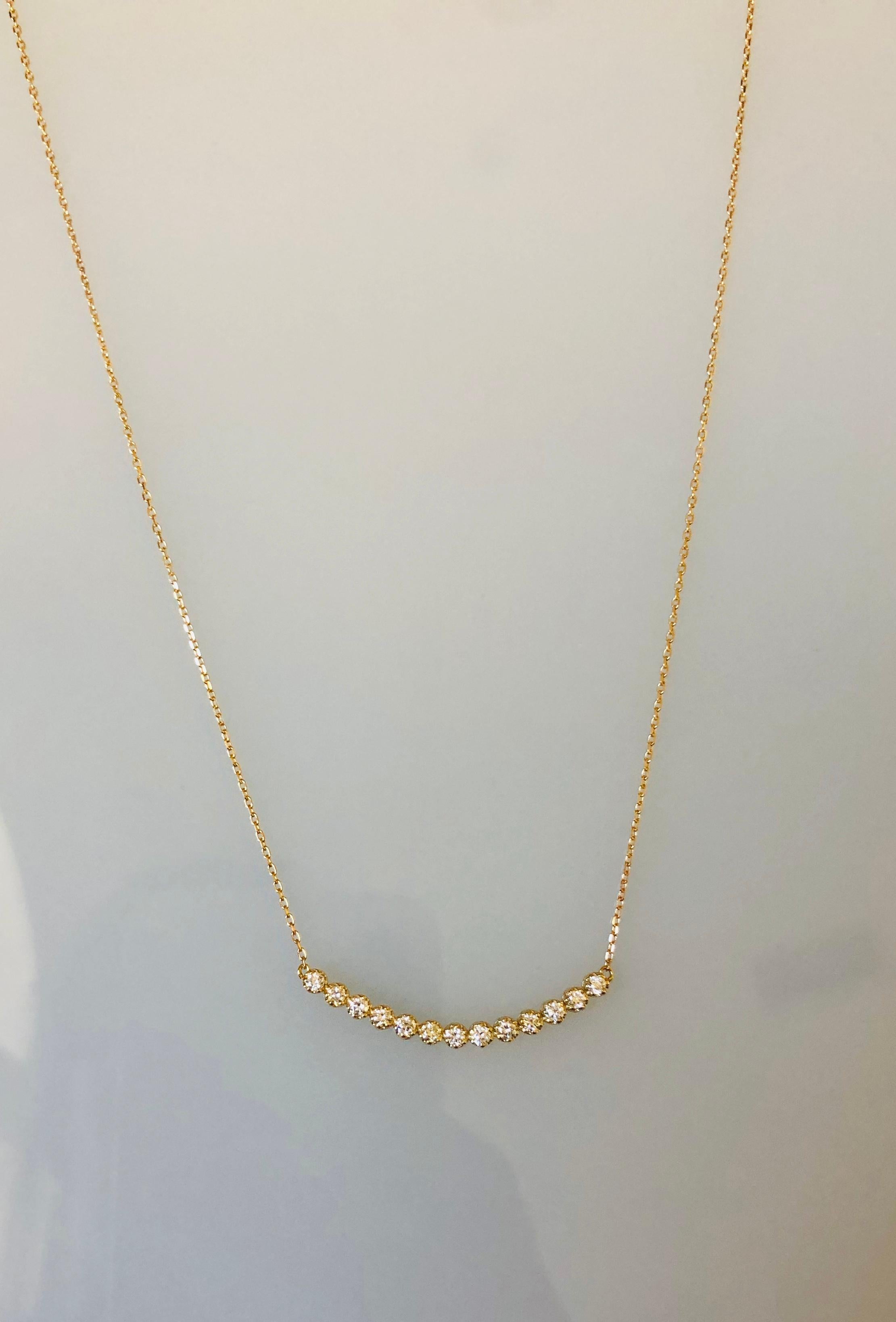Round Cut 0.51 Carat Diamond Pendant with Chain Necklace 14 Karat Yellow Gold