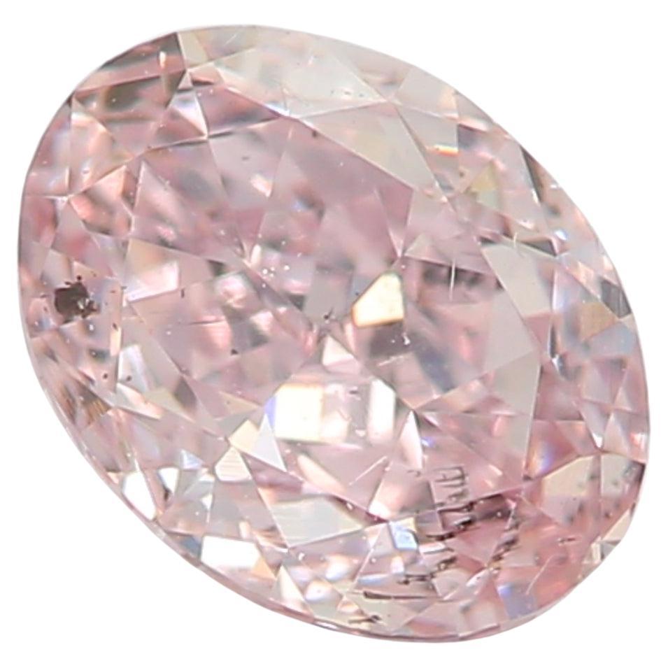 0.51 Carat Fancy Light Pink Oval Cut Diamond SI2 Clarity GIA Certified For Sale
