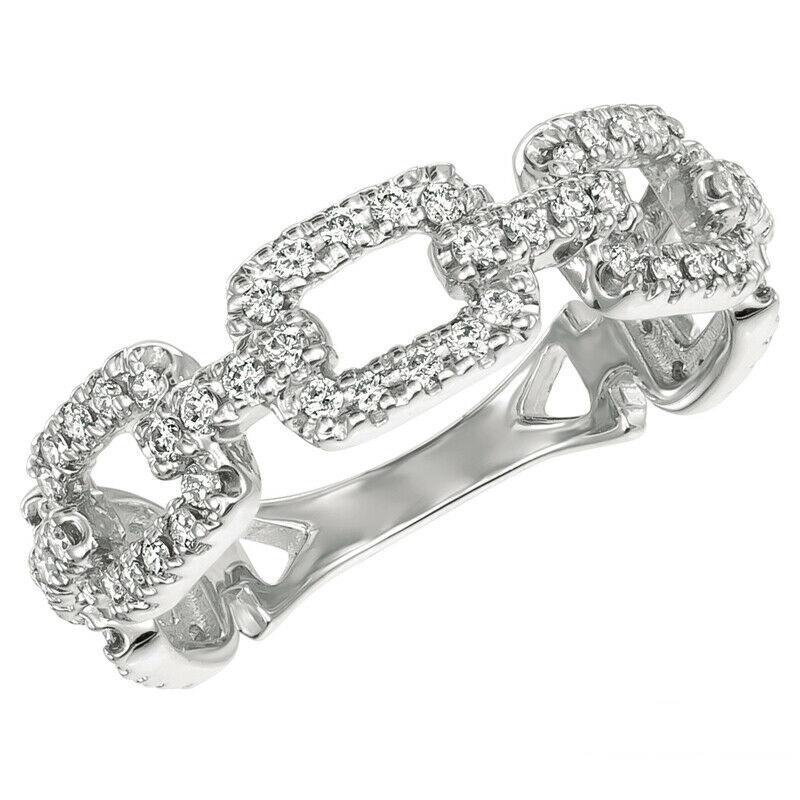 For Sale:  0.51 Carat Natural Diamond Chain Style Ring G SI 14K White Gold 2