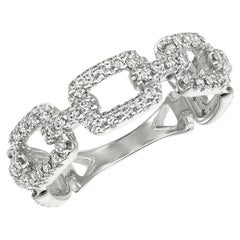 0.51 Carat Natural Diamond Chain Style Ring G SI 14K White Gold