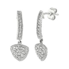 0.51 Carat Natural Diamond Drop Earrings G SI 14k White Gold