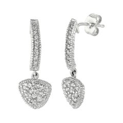 Pendientes de gota de diamante natural de 0,51 quilates G SI Oro blanco de 14k