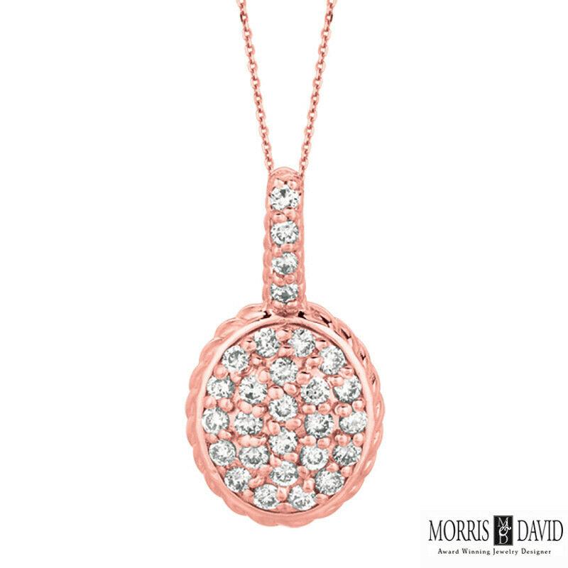 Contemporary 0.51 Carat Natural Diamond Oval Necklace For Sale