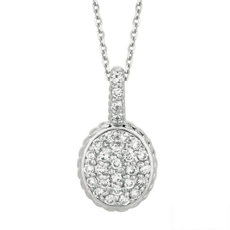Round Cut 0.51 Carat Natural Diamond Oval Necklace For Sale