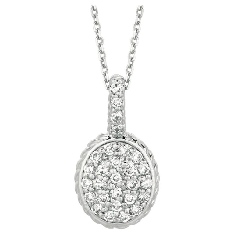 0.51 Carat Natural Diamond Oval Necklace For Sale