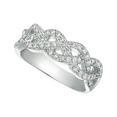 Bague en or blanc 14 carats avec diamants naturels de 0,51 carat G SI