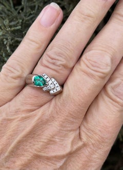 0.51 Carat Natural Zambian Emerald Gold Ring with Diamonds