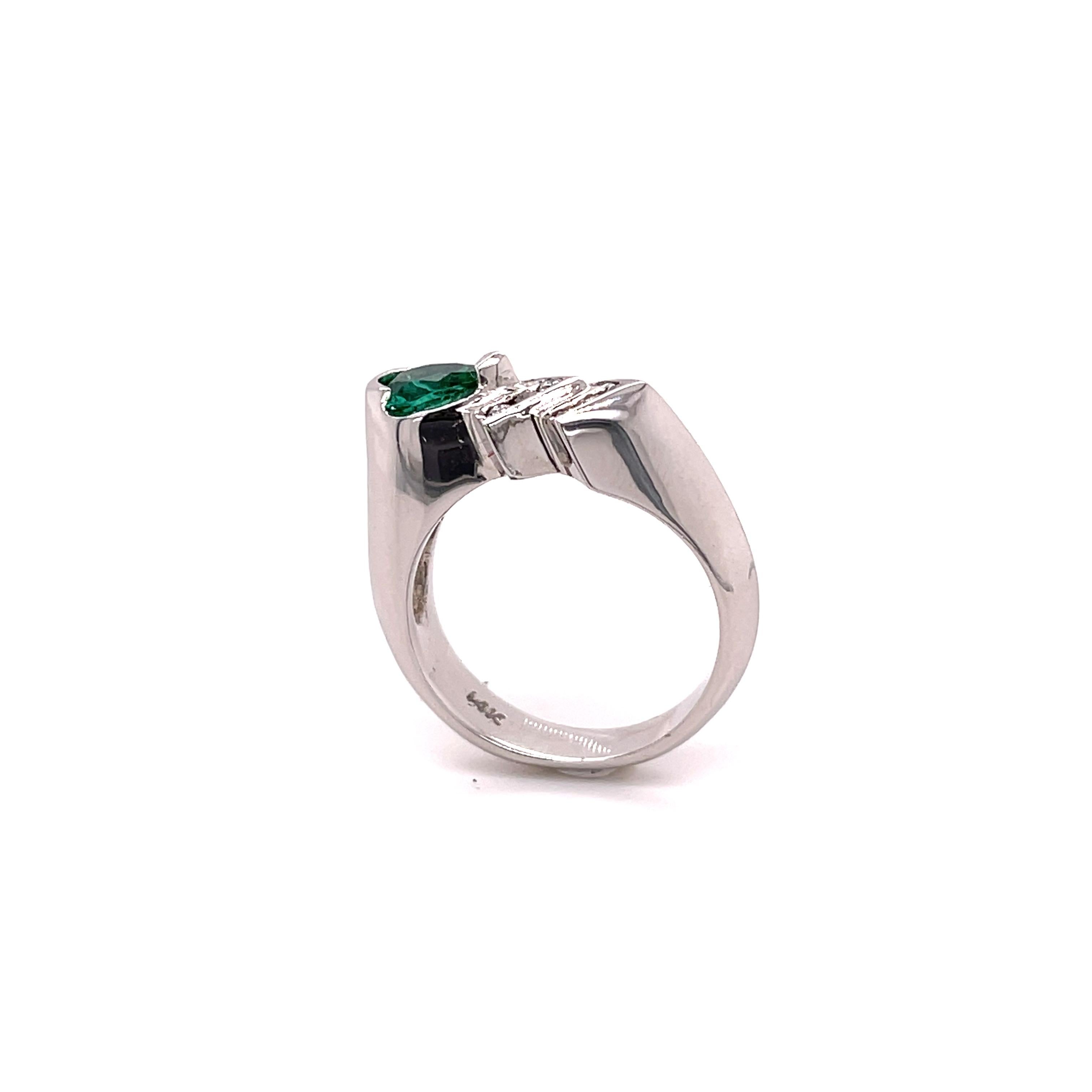Pear Cut 0.51 Carat Natural Zambian Emerald Gold Ring with Diamonds