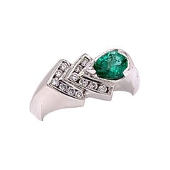 0.51 Carat Natural Zambian Emerald Gold Ring with Diamonds