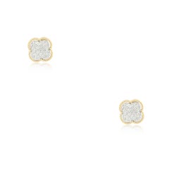 0.51 Carat Pave Diamond Clover Stud Earrings 14 Karat In Stock