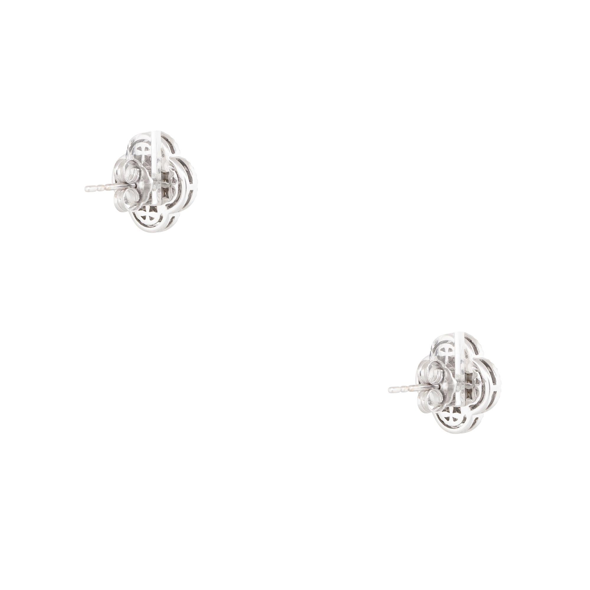 0.51 Carat Pave Diamond Clover Stud Earrings 14 Karat in Stock In Excellent Condition For Sale In Boca Raton, FL