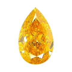 0.51 Carat Pear Shaped GIA Certified Fancy Vivid Orange Yellow Diamond