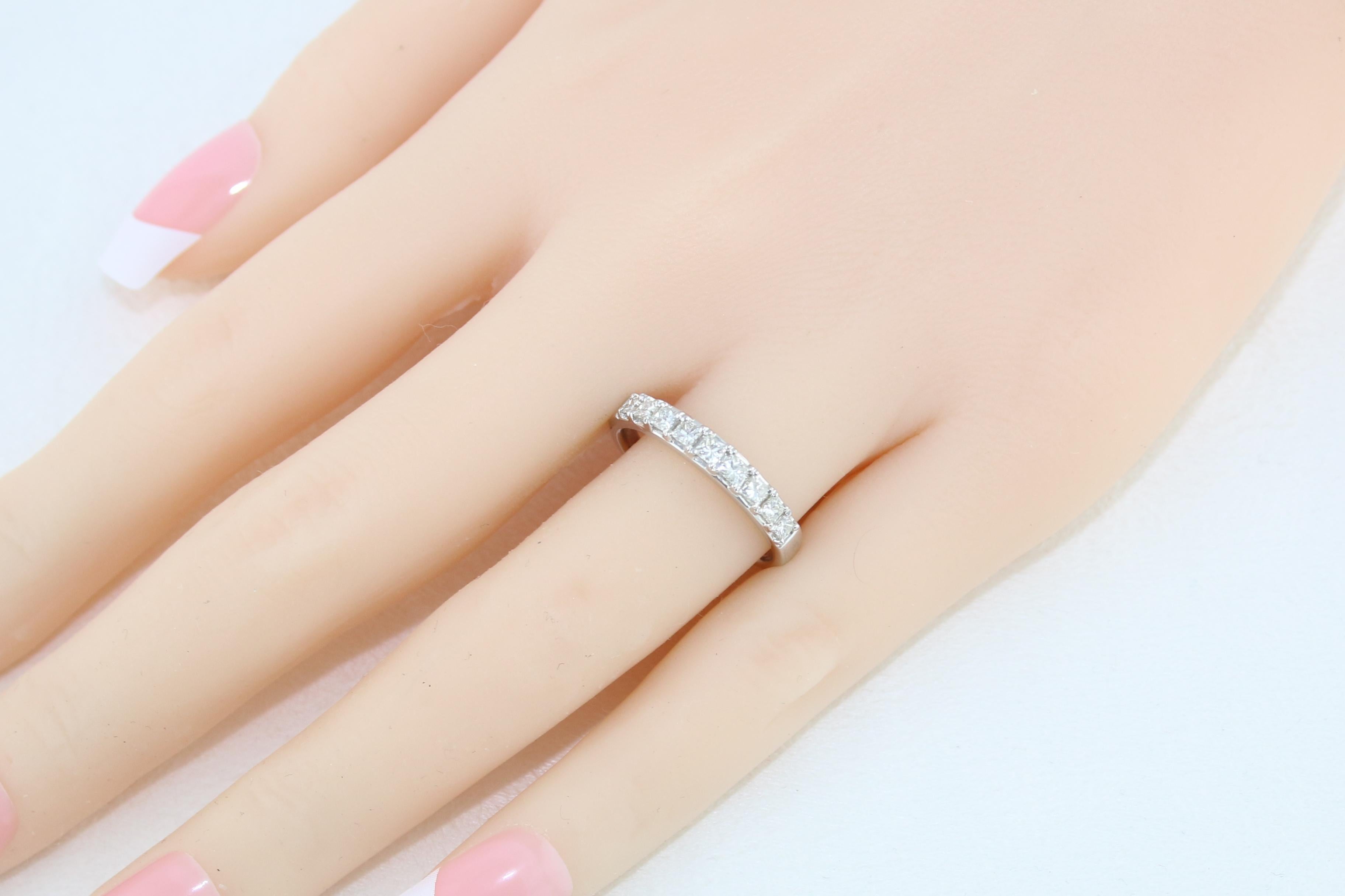 Women's 0.51 Carat Princess Cut Diamond Nine-Stone Half Band Gold Ring For Sale