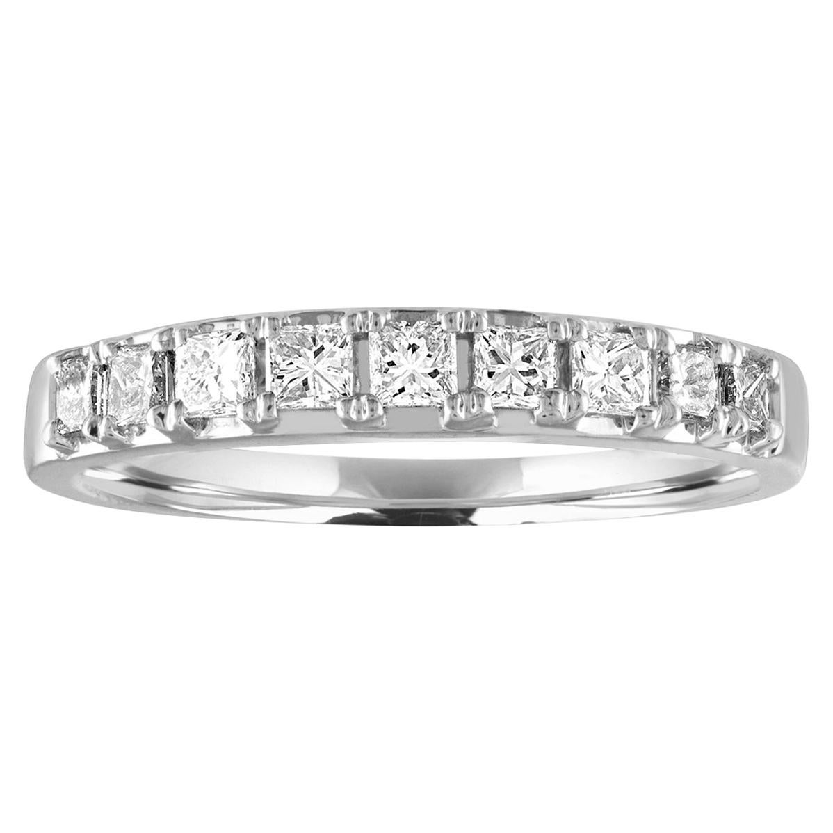 0.51 Carat Princess Cut Diamond Nine-Stone Half Band Gold Ring For Sale