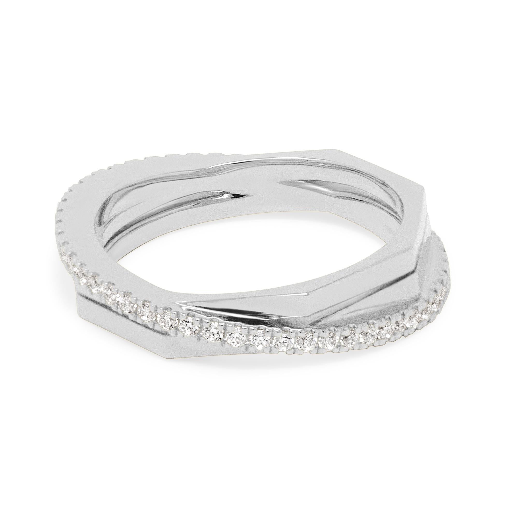 Im Angebot: 0,51 Karat runder Brillantschliff weißer Diamanten Pave 18K Weißgold Halo-Ring () 4